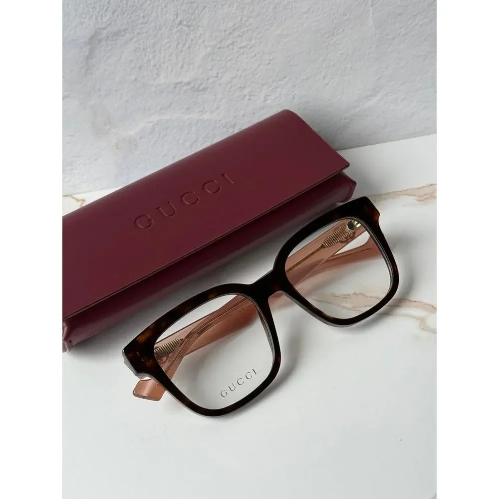 NEW Gucci GG0958O Brown Pink Square Eyeglass Frames